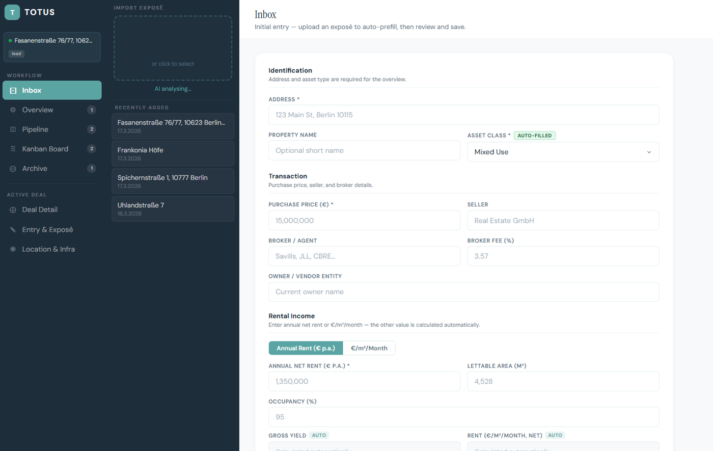 TOTUS Invest, AI inbox with classified documents